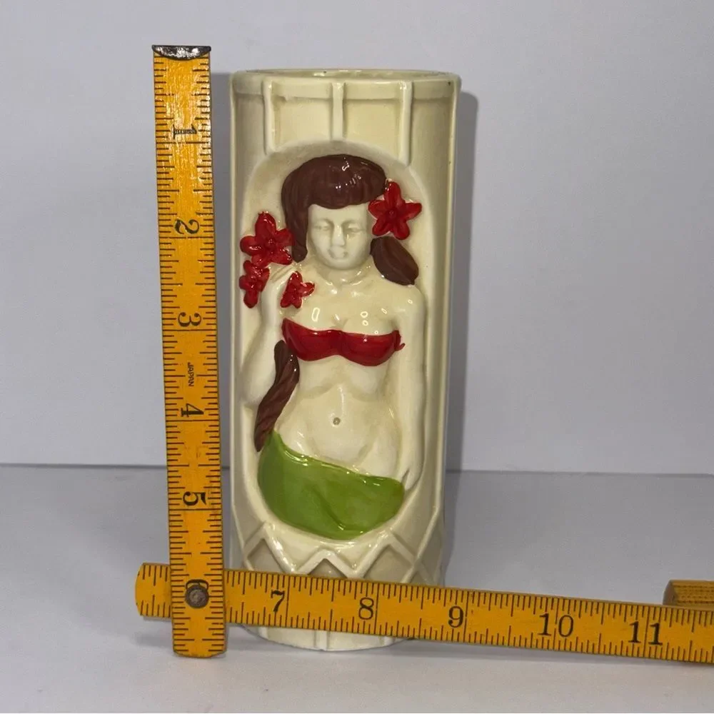 Vintage Mid Century Hula Girl Vase Tiki Bar DW141 Tropical Beach Decor 6.5